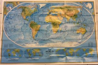1996 National Geographic Wall Map Of The World,  2 Sided,  42 1/2 " X 29 1/2 "