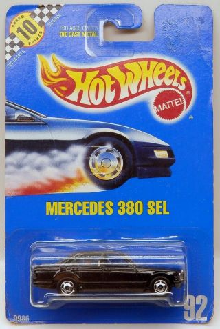 Hot Wheels Mercedes - Benz 380 Sel Black Hoc Vintage Blue Card 92 Moc