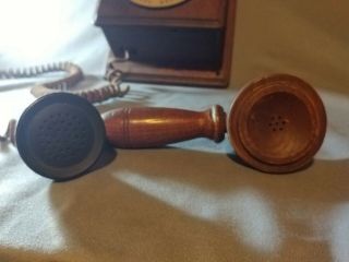 Antique Vintage Wall Telephone Rotary Dial Wooden Hand Oak Western Electric 3