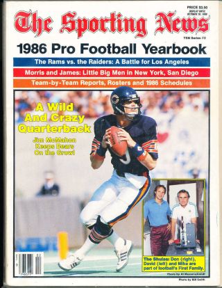1986 Jim Mcmahon Bears The Sporting News Pro Football Yearbook