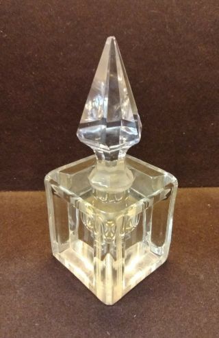 Vintage 5.  5 " Faceted Heavy Crystal Glass Vanity Perfume Bottle & Stopper