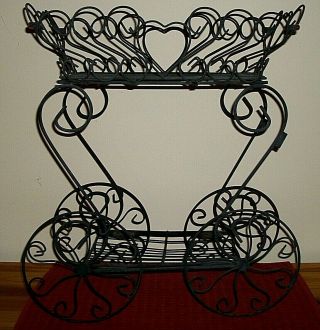 Vintage Metal Wire Plant Stand Flower Cart 24 " Tall X 21 " Long X 10 " Wide