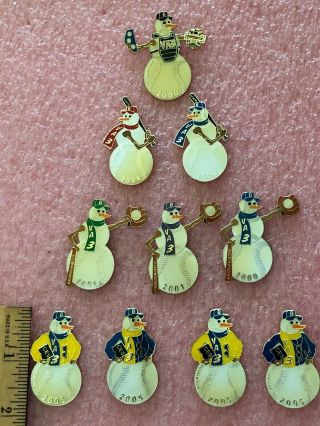 (10) 2 " Pins Of Virginia D3 Snowmen Baseball Characters Little League Pins