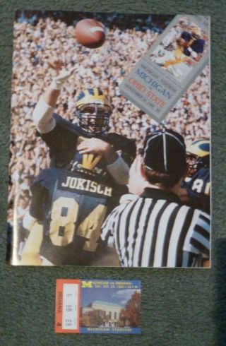 1985 Univ Of Michigan Vs Ohio State Football Program And One Game Ticket Bundle