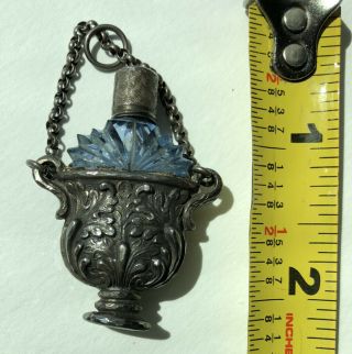 Antique Victorian Chatelaine Silver Glass Miniature Perfume Bottle Titanic Era