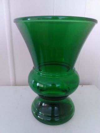 Vintage Large Forest Green Glass Napco Flower Vase 10 " Tall