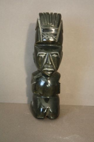 Vintage Aztec Mayan Mexican Black Obsidian Idol Tribal Folk Figurine