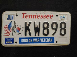Tennessee License Plate Korean War Veteran
