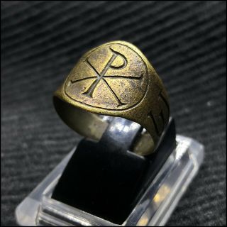 Chi Rho Ancient Bronze Roman Ring