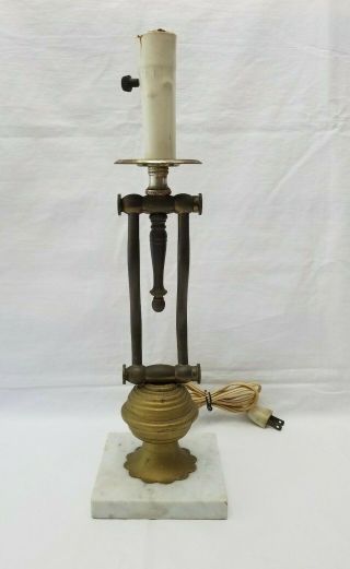Vintage Marble Base Brass Desk Lamp Light Adjustable