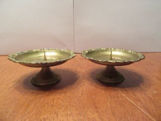 Vintage Set Pair 2 Ornate Solid Brass Metal Candlesticks Candle Holders - Euc
