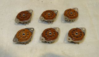 6 Vintage Us Made 9 - Pin Vacuum Tube Sockets For Preamp Tubes 6dj8,  12ax7