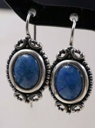❤️vtg 925 Signed Sterling Silver Lapis Lazuli Hook Earrings❤️