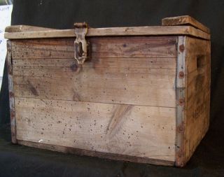 Antique Vntg c1950 HOOD MILK Dairy Wooden Advertising Crate Box TIN LINED w Lid 2