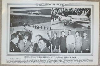 1938 Howard Hughes Aviation Illustrated Current News Poster
