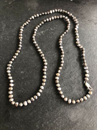Vintage Honora Gray Pearl Long Necklace Sterling Silver Clasp 36 "