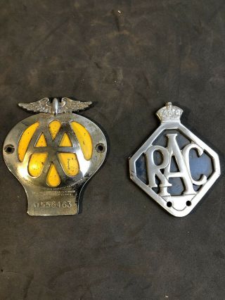 Vintage Rac Badge (brass/chrome No V553809),  Vintage Aa Badge