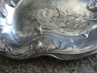 SILVERPLATE REPOUSSE OVAL CALLING CARD TRAY/ JAMES W.  TUFTS,  BOSTON,  1875 3