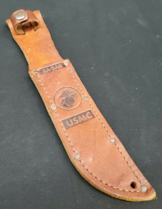 Vintage Ka - Bar Usmc Brown Leather Knife Sheath For 7 " Blade Sheath Only