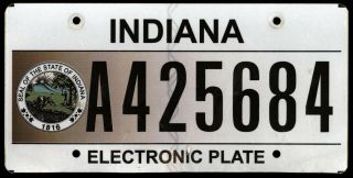 Indiana License Plate A425684 Electronic Plate (on Trucks) C.  2015