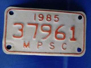 Mpsc Michigan Public Service Commission License Plate 1985 Motorcycle Size
