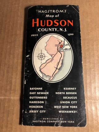 Vintage Hagstrom Map | Hudson County Jersey |