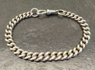 Antique Sterling Silver Graduated Curb Link Albert Chain Bracelet,  8 " In Length