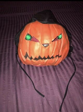 Vintage Blinking Pumpkin Jack O Lantern Head Mask 1995 Paper Magic Group