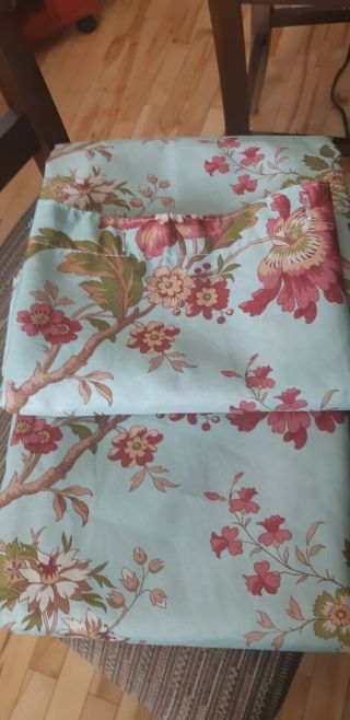 Vtg Waverly Shower Curtain Floral Rust Brown Green Blue Shabby Chic Polyester