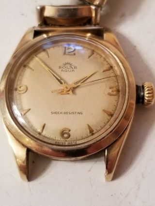 solar aqua wrist watch (rolex?) vintage gold tone not 2