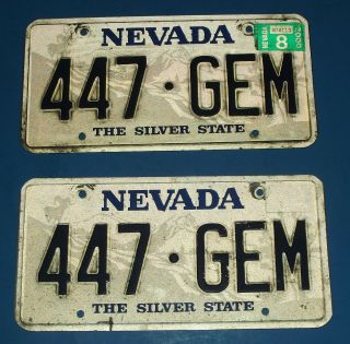 License Plate Nevada 447 Gem Over 5 Years Expired Matched Pair Silver State