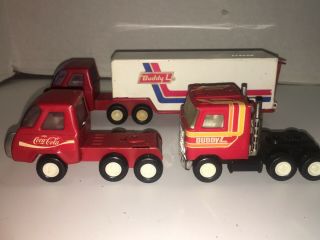 3 Vintage Buddy L Toy Semi Trucks,  Coke Cola & More