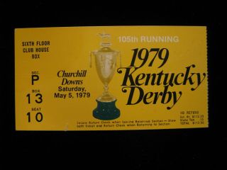 1979 Kentucky Derby Ticket Stub.  Horse Racing / Churchill Downs