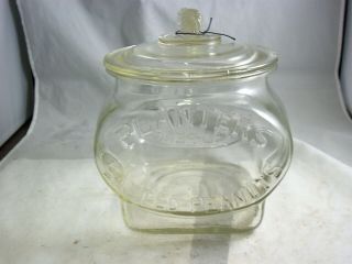 Antique Planters Salted Peanuts Countertop Display Jar With Matching Li