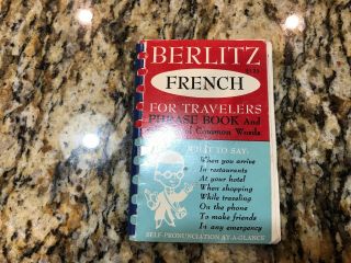 Vintage Berlitz French For Travelers Phrase Book And Glossary Of Common Words