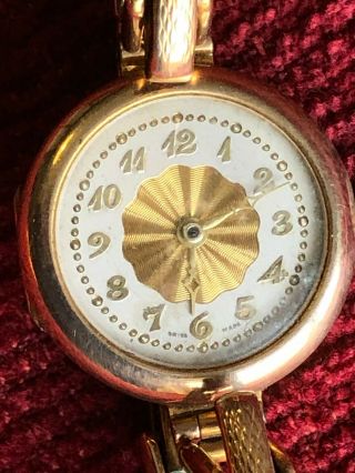 9ct Gold Ladies Wrist Watch With Expanding Bracelet 13 Jewels Antique Or Vintage