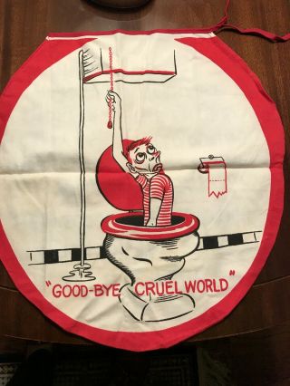 Vintage " Goodbye Cruel World " Novelty Toilet Seat Lid Cover Retro Humor 50 - 60’s