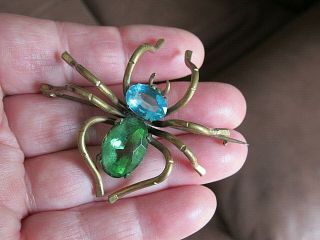 Antique Late Edwardian / Art Deco Jewellery Large Spider Insect Brooch Pin Wbs