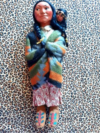 Vintage Skookum Indian Doll Squaw With Papoose Circa1992 - 1936 Bully Good