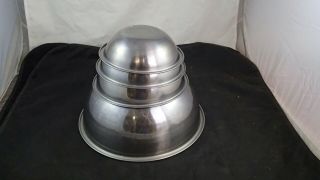 Set Of 4 Vintage Stainless Steel Nesting Mixing Bowls Ekco Eterna 6 2 1 1.  5 Qt.