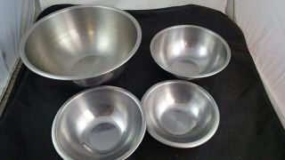 Set of 4 Vintage Stainless Steel Nesting Mixing Bowls Ekco Eterna 6 2 1 1.  5 Qt. 3