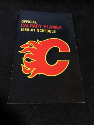 1980 - 81 Calgary Flames Hockey Pocket Schedule Lee Version First Season