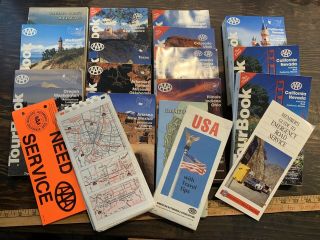 Vintage Aaa Tour Books 1990’s 14 Various States Plus Maps