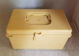 Vintage Wilson Wil Hold Almond Tan Plastic Craft Sewing Box Case Tray 10 "