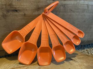 Complete Set Of 7 Vintage Tupperware Measuring Spoons Orange