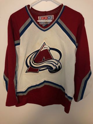 Vintage Colorado Avalanche Ccm Nhl Hockey Jersey Size Small Men’s White Red