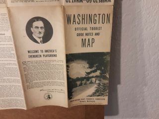 1938 Washington State Official Tourist Guide Notes And Map
