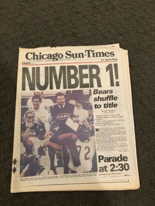 1985 Chicago Bears Bowl Xx Champions Sun Times Newspaper Plus Team Poster