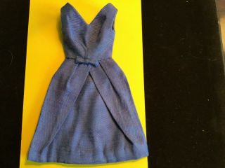 Vintage Barbie Blue Silk Campus Belle Dress Htf (1964 - 65) A Real Treasure