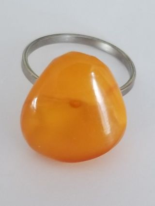 Vintage Baltic Amber Ring Egg Yolk Natural Butterscotch Sz 8 2